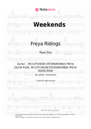 Sheet music, chords Freya Ridings - Weekends