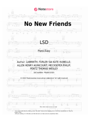 Sheet music, chords LSD, Sia, Labrinth - No New Friends