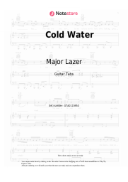 Sheet music, chords Major Lazer, Justin Bieber, MØ - Cold Water