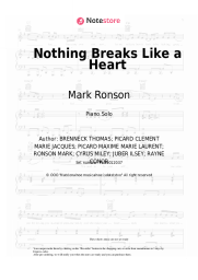 Sheet music, chords Mark Ronson, Miley Cyrus - Nothing Breaks Like a Heart