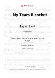 Sheet music, chords Taylor Swift - My Tears Ricochet