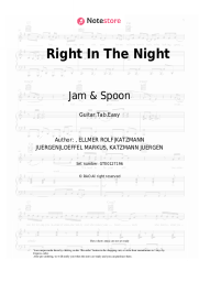 Sheet music, chords Jam & Spoon, Plavka - Right In The Night