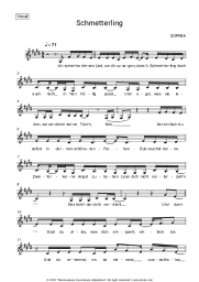 Sheet music, chords SOPHIA - Schmetterling