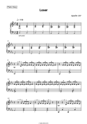 Sheet music, chords Apache 207 - Loser