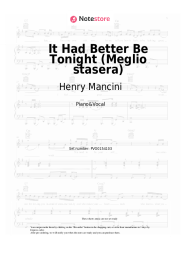 Sheet music, chords Henry Mancini - It Had Better Be Tonight (Meglio stasera)