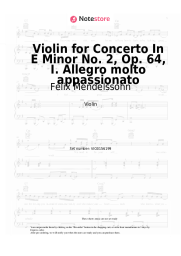 Sheet music, chords Felix Mendelssohn - Violin for Concerto In E Minor No. 2, Op. 64, I. Allegro molto appassionato