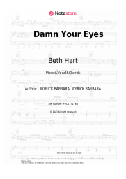 Sheet music, chords Beth Hart, Joe Bonamassa - Damn Your Eyes