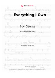 Sheet music, chords Boy George - Everything I Own