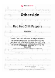 Sheet music, chords Red Hot Chili Peppers - Otherside