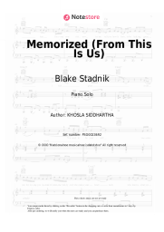 Sheet music, chords Blake Stadnik - Memorized (From This Is Us)