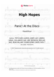 Sheet music, chords Panic! At the Disco - High Hopes