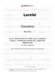 Sheet music, chords Scorpions - Lorelei