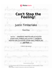 Sheet music, chords Justin Timberlake - Can't Stop the Feeling!