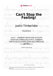 Sheet music, chords Justin Timberlake - Can't Stop the Feeling!