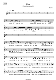 Sheet music, chords Shakira - Zoo (From 'Zootopia 2')