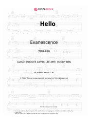 Sheet music, chords Evanescence - Hello