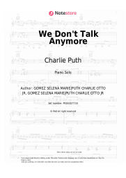 Sheet music, chords Charlie Puth, Selena Gomez - We Don't Talk Anymore