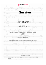 Sheet music, chords Don Diablo, Emeli Sandé, Gucci Mane - Survive