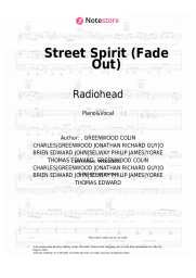 Sheet music, chords Radiohead - Street Spirit (Fade Out)