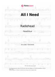 Sheet music, chords Radiohead - All I Need