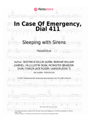 Sheet music, chords Sleeping with Sirens - In Case Of Emergency, Dial 411
