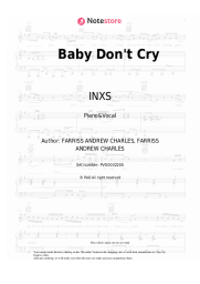 Sheet music, chords INXS - Baby Don't Cry