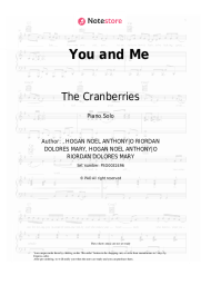 Sheet music, chords The Cranberries - You and Me