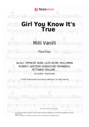 Sheet music, chords Milli Vanilli - Girl You Know It's True