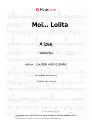 Sheet music, chords Alizee - Moi… Lolita
