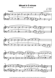 Sheet music, chords Johann Sebastian Bach - Minuet in G minore