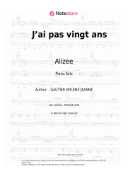Sheet music, chords Alizee - J’ai pas vingt ans