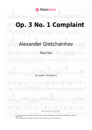 Sheet music, chords Alexander Gretchaninov - Op. 3 No. 1 Complaint