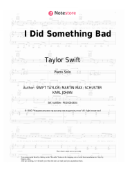 Sheet music, chords Taylor Swift - I Did Something Bad