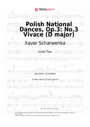 Sheet music, chords Xaver Scharwenka - Polish National Dances, Op.3: No.3 Vivace (D major)