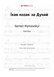 Sheet music, chords Semen Klymovskyi, Cossack song - Їхав козак за Дунай