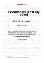 Sheet music, chords Pascal Letoublon, Leony - Friendships (Lost My Love)