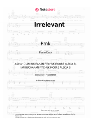 Sheet music, chords P!nk - Irrelevant