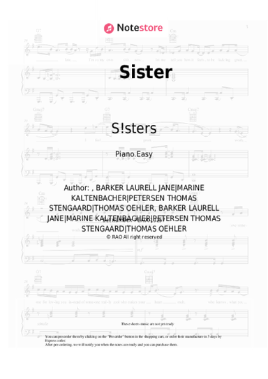Sheet music, chords S!sters - Sister