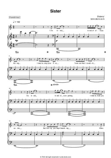 Sheet music, chords S!sters - Sister