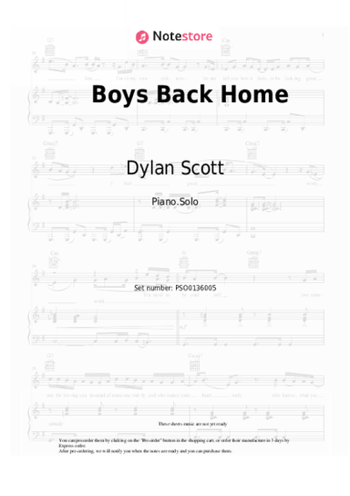 Sheet music, chords Dylan Scott, Dylan Marlowe - Boys Back Home