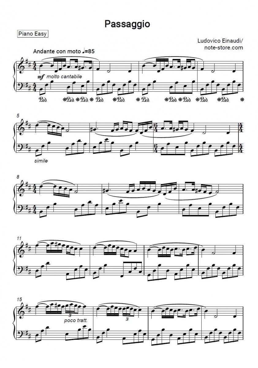 Passagio - Ludovico Einaudi Piano Sheet Music Easy - Piano.Easy
