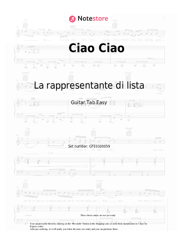 Ciao Ciao - La rappresentante di lista Tabs Easy - Guitar.Tab.Easy