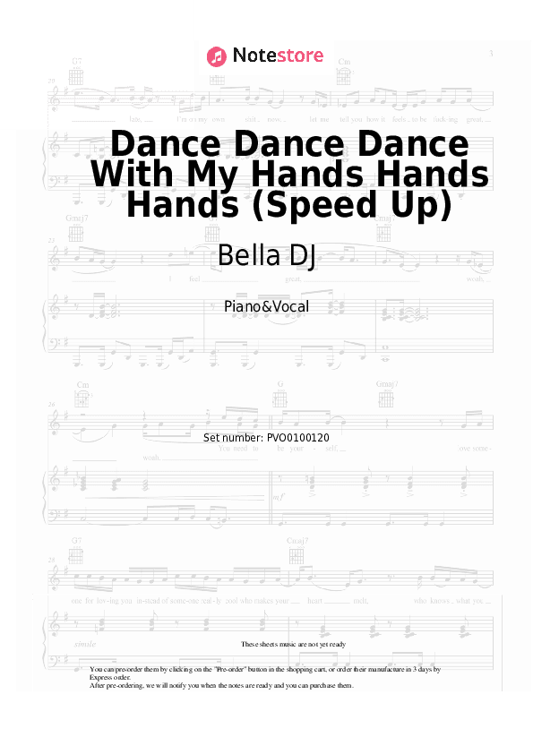 Dance Dance Dance With My Hands Hands Hands (Speed Up) - Bella DJ Piano Sheet Music with the Voice part - Piano&Vocal