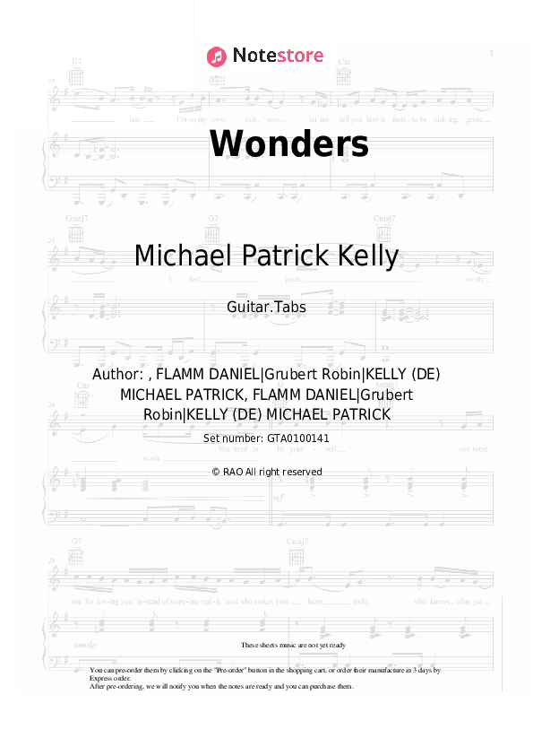Wonders - Michael Patrick Kelly, Rakim Tabs - Guitar.Tabs