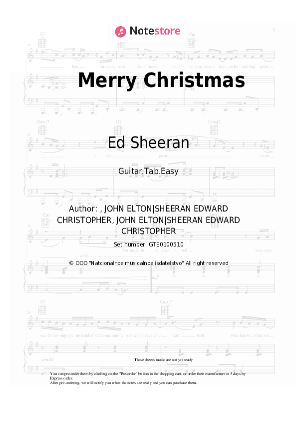 Merry Christmas - Ed Sheeran, Elton John Tabs Easy - Guitar.Tab.Easy
