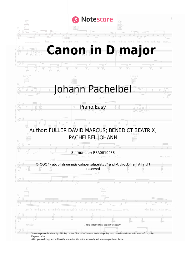 Canon in D major - Johann Pachelbel Piano Sheet Music Easy - Piano.Easy