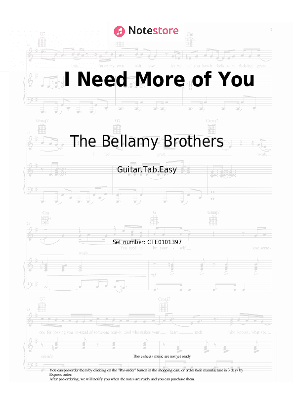 I Need More of You - The Bellamy Brothers Tabs Easy - Guitar.Tab.Easy