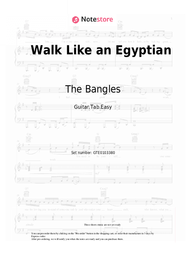 Walk Like an Egyptian - The Bangles Tabs Easy - Guitar.Tab.Easy