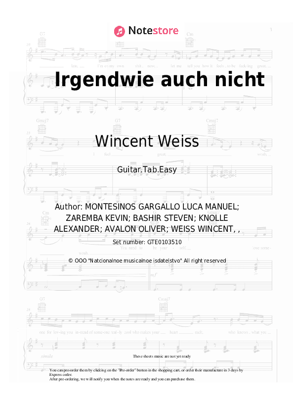 Irgendwie auch nicht - Wincent Weiss Tabs Easy - Guitar.Tab.Easy
