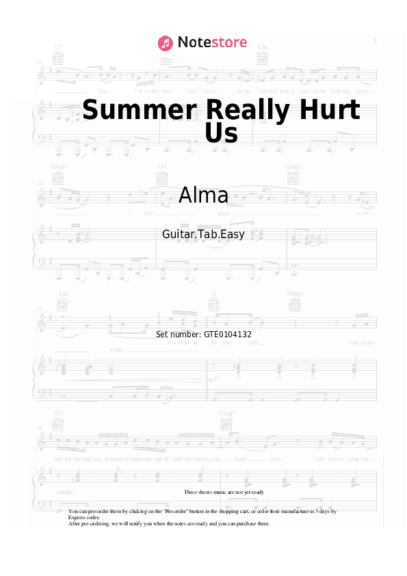 Summer Really Hurt Us - Alma Tabs Easy - Guitar.Tab.Easy